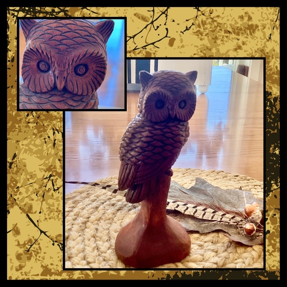 Artisan Signed Wooden Hand Carved Owl Vintage signed J Burris 85 - Picture 1 of 17